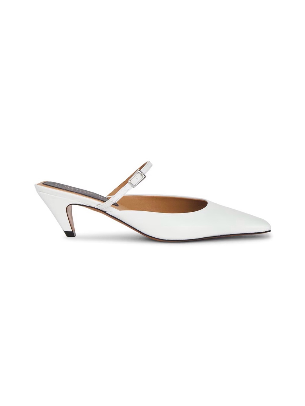 Stella McCartney White Pointed Slingback Kitten Heel